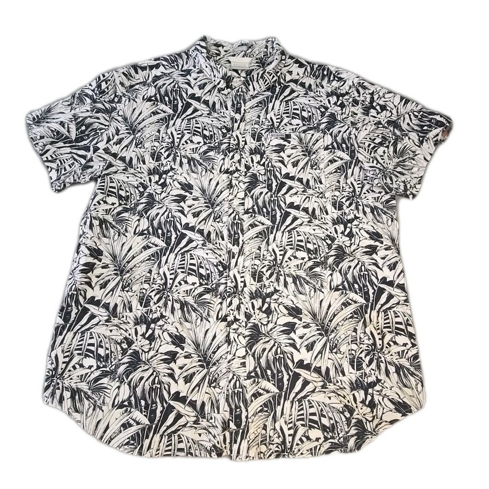 Columbia PFG Shirt Mens XL Loop Collar All Over Print Fish Abstract Hawaiian